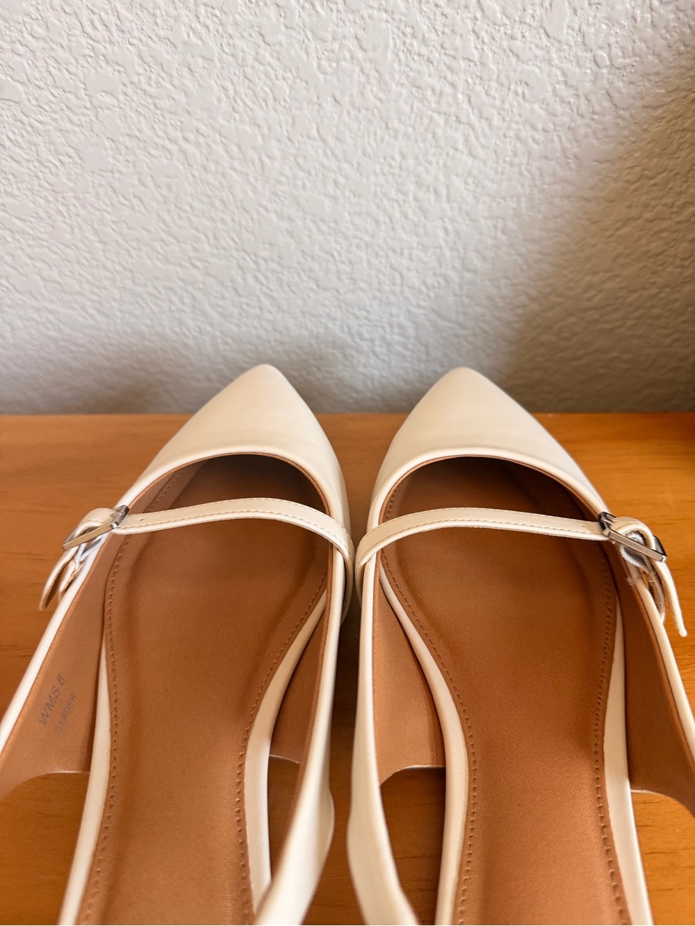 Dolce Vita Cream Pointed Slingback Flats with Buckle Strap - Picture 9 of 9